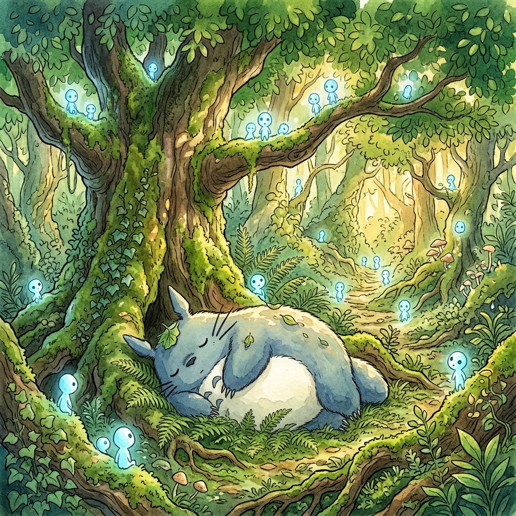 吉卜力工作室龙猫风格森林 精灵 (Studio Ghibli)