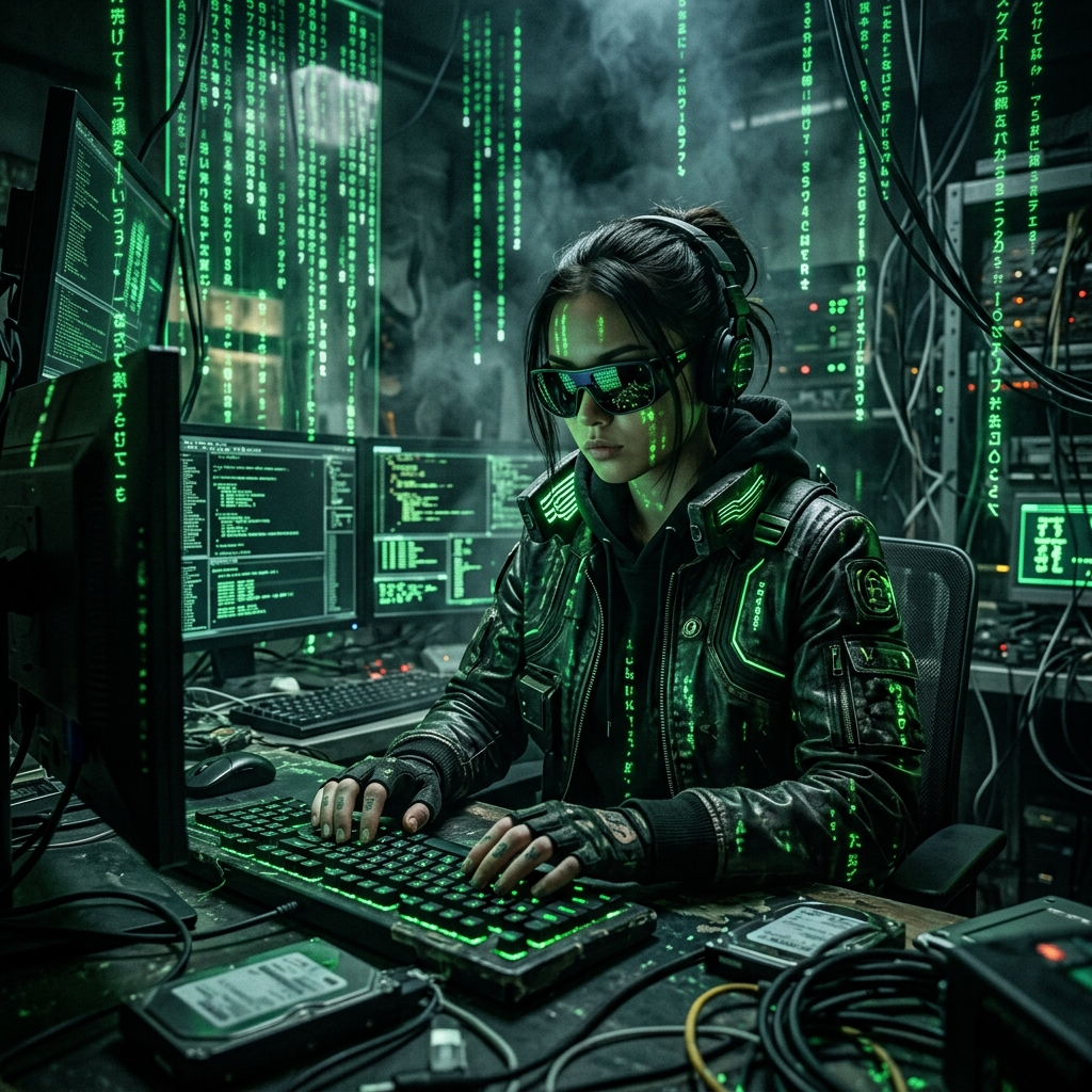 黑客帝国风格特工代码雨 电影级画面 (The Matrix)